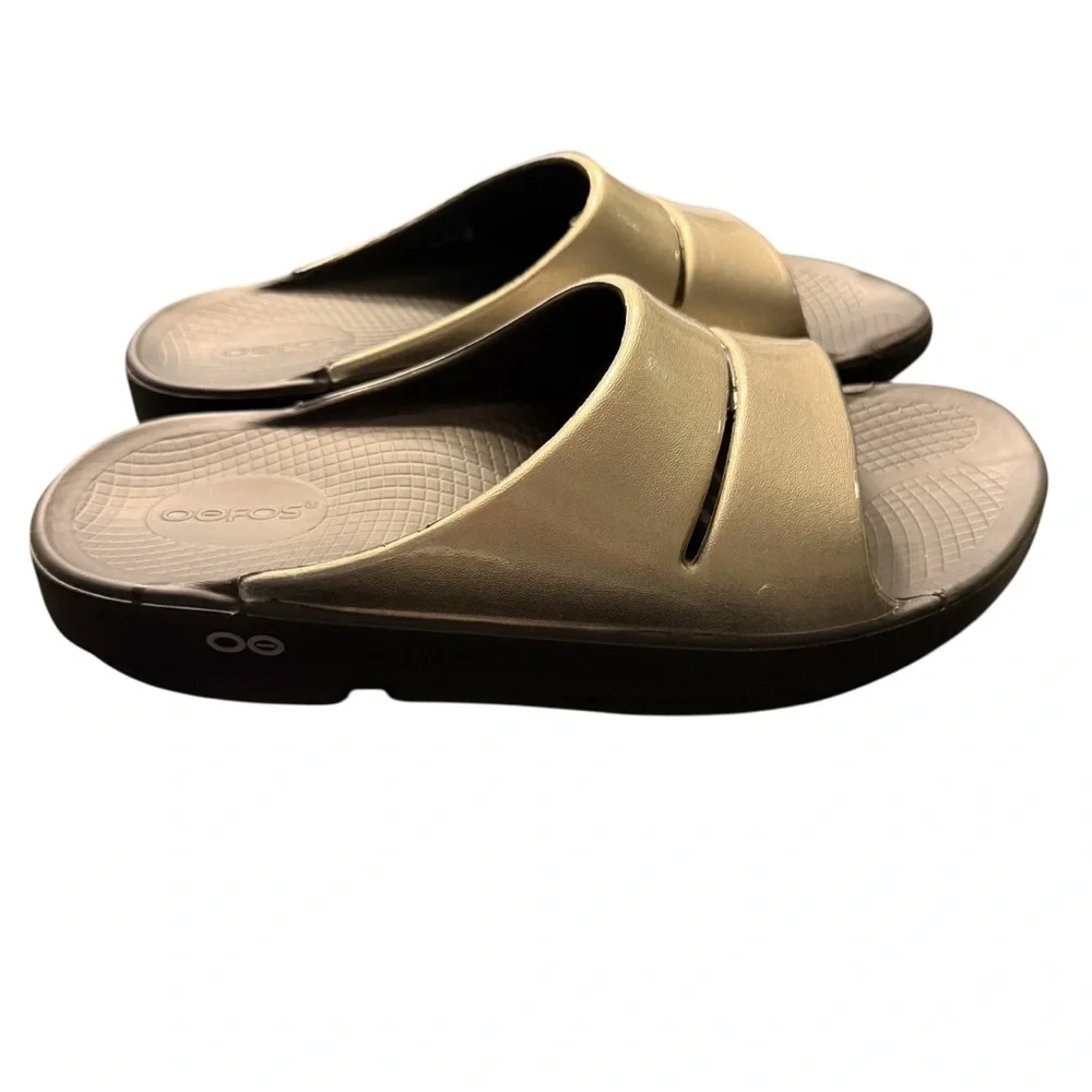 OOFOS OOMEGA Ooahh Platform Comfort Slide Iridescent Gray Women‎ US 9 / EU 40